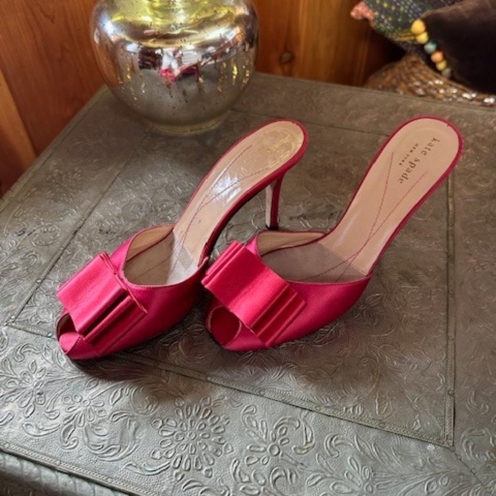 Kate Spade Pink Satin Bow Heels